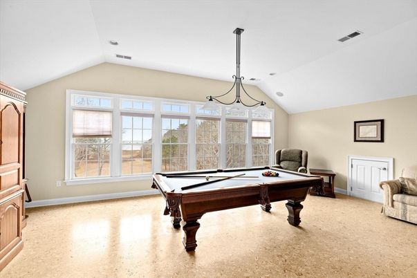 Billiard Table, Chandelier, Game Room, Interior, Recessed Lighting