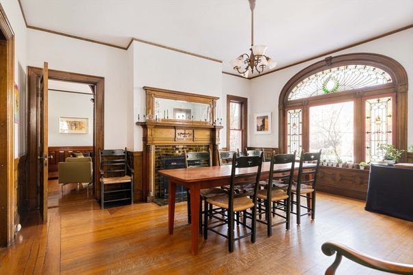 Chandelier, Dining room, Interior, Wood Texture Flooring