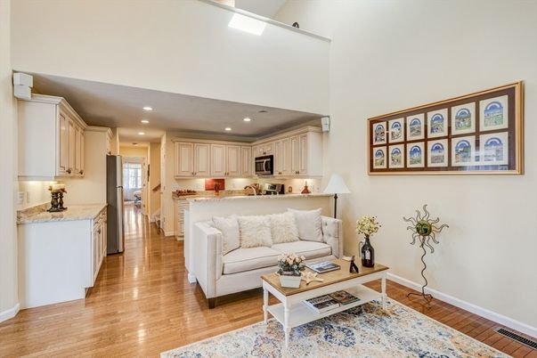Interior, Kitchen, Living room, Recessed Lighting, Stainless Steel Appliances, Wood Texture Flooring
