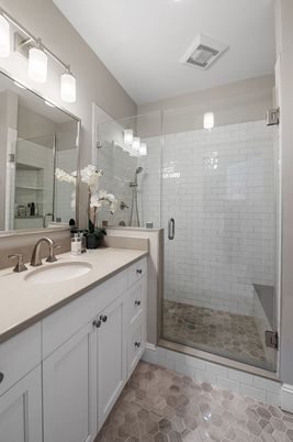 Bathroom, Dual Sink Vanities, Glass Shower, Interior
