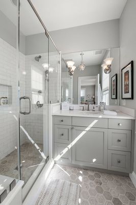 Bathroom, Dual Sink Vanities, Glass Shower, Interior