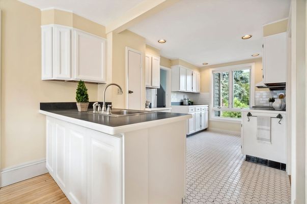 Interior, Kitchen, Recessed Lighting, Wood Texture Flooring