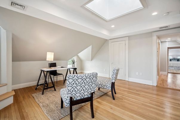 Bedroom, Home Office, Interior, Recessed Lighting, Wood Texture Flooring