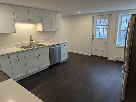 Interior, Kitchen, Recessed Lighting, Wood Texture Flooring