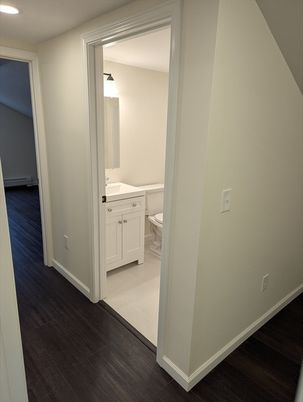 Bathroom, Interior, Recessed Lighting, Wood Texture Flooring