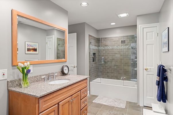 Bathroom, Glass Shower, Interior, Recessed Lighting