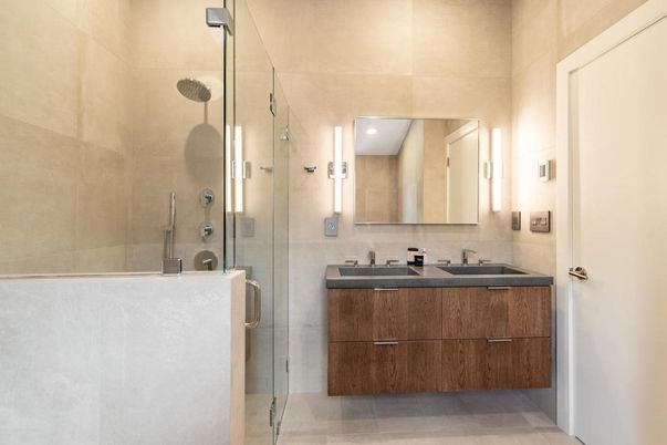 Bathroom, Dual Sink Vanities, Glass Shower, Interior