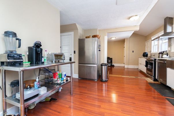 Interior, Kitchen, Stainless Steel Appliances, Wood Texture Flooring