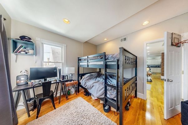 Bedroom, Home Office, Interior, Recessed Lighting, Wood Texture Flooring