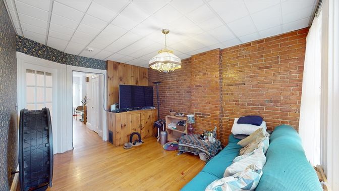 Interior, Stone Walls, Wood Texture Flooring
