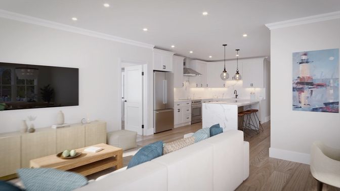 Interior, Kitchen, Living room, Pendant Lights, Recessed Lighting, Stainless Steel Appliances, Wood Texture Flooring