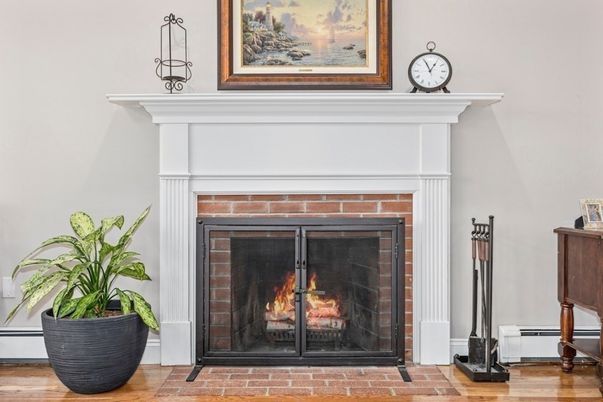 Fireplace, Interior, Wood Texture Flooring