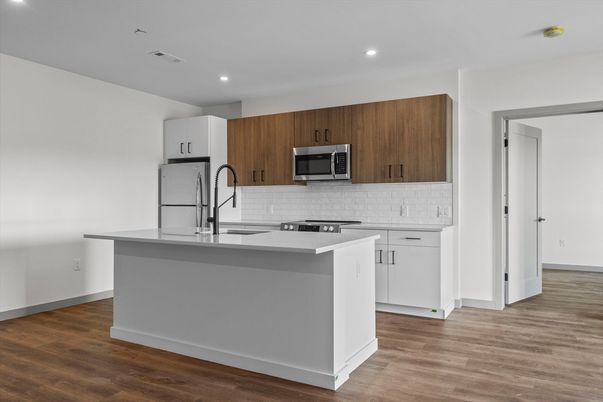 Interior, Kitchen, Recessed Lighting, Wood Texture Flooring