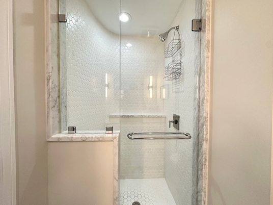Bathroom, Glass Shower, Interior, Recessed Lighting