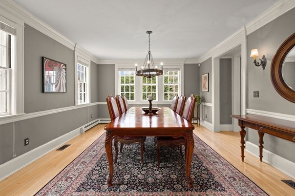 Chandelier, Dining room, Interior, Pendant Lights, Wood Texture Flooring