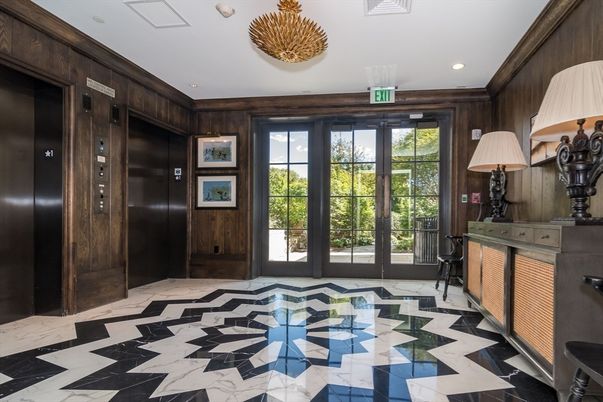 Elevator, Interior, Marble, Recessed Lighting, Wooden Walls