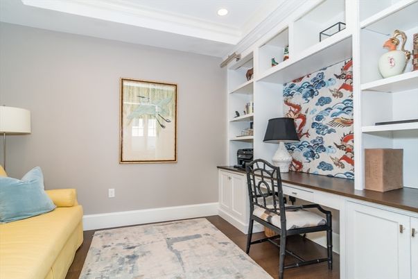 Home Office, Interior, Recessed Lighting, Wood Texture Flooring