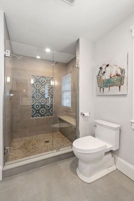 Bathroom, Glass Shower, Interior, Recessed Lighting