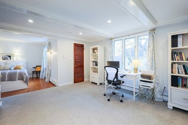 Bedroom, Home Office, Interior, Recessed Lighting, Wood Texture Flooring