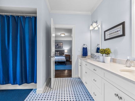 Bathroom, Bedroom, Dual Sink Vanities, Interior, Wood Texture Flooring