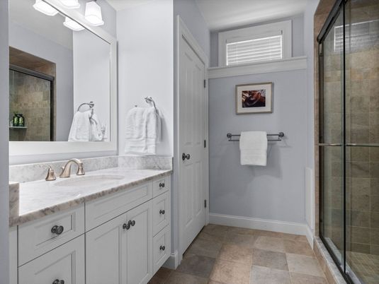 Bathroom, Dual Sink Vanities, Glass Shower, Interior