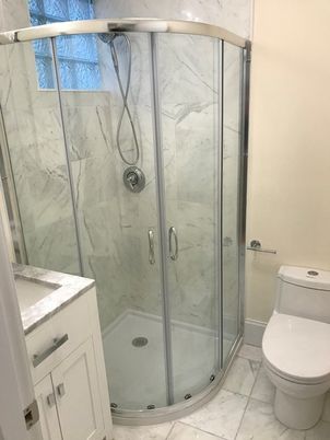 Bathroom, Glass Shower, Interior, Marble, Marble Walls