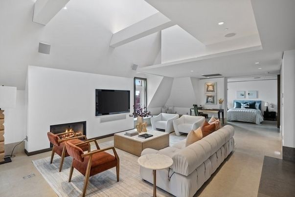 Bedroom, Fireplace, Interior, Living room, Recessed Lighting