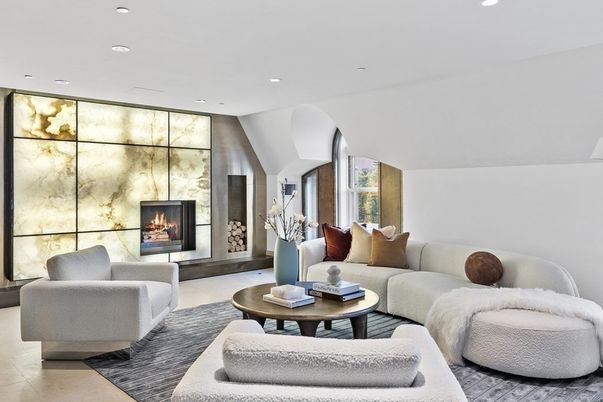 Fireplace, Interior, Living room, Recessed Lighting