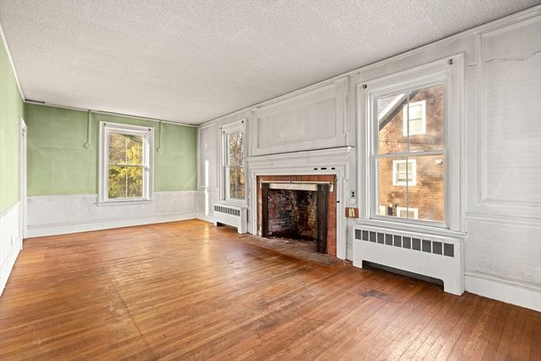 Empty room, Fireplace, Interior, Wood Texture Flooring