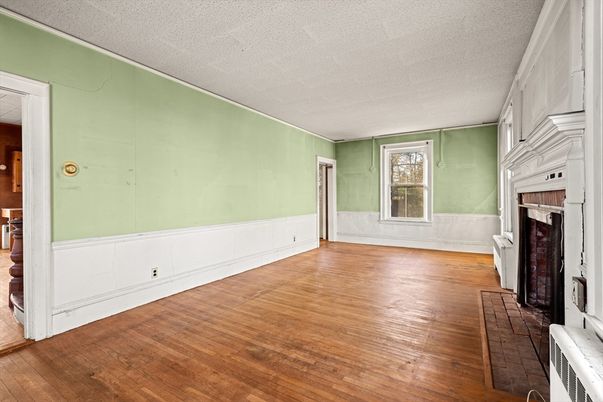 Empty room, Fireplace, Interior, Wood Texture Flooring