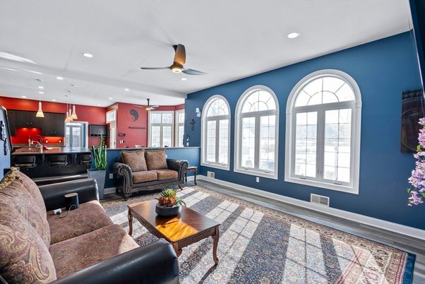 Interior, Kitchen, Living room, Pendant Lights, Recessed Lighting, Wood Texture Flooring