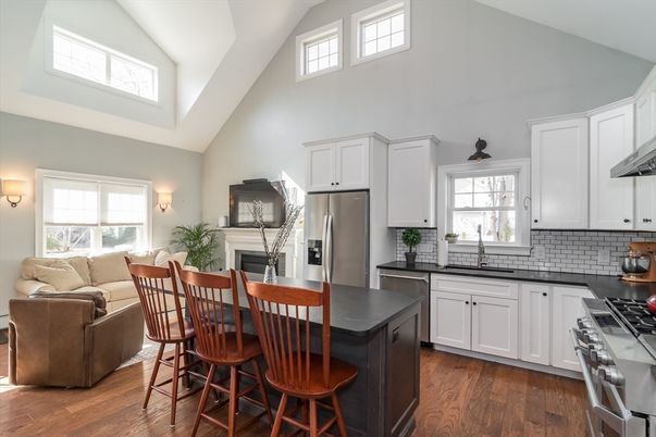 Interior, Kitchen, Living room, Stainless Steel Appliances, Wood Texture Flooring