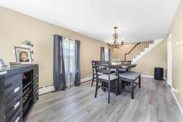 Chandelier, Dining room, Interior, Wood Texture Flooring