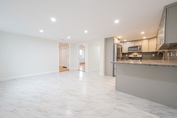 Interior, Kitchen, Marble, Recessed Lighting, Stainless Steel Appliances