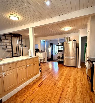 Interior, Kitchen, Stainless Steel Appliances, Wood Texture Flooring
