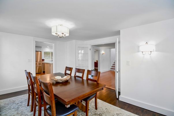 Chandelier, Dining room, Interior, Wood Texture Flooring