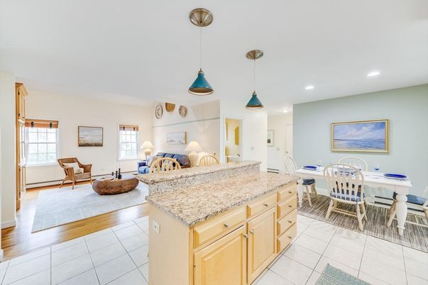 Dining room, Interior, Living room, Pendant Lights, Recessed Lighting, Wood Texture Flooring
