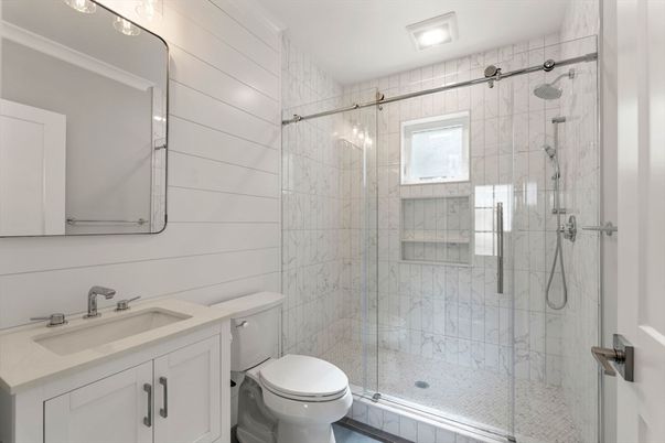 Bathroom, Glass Shower, Interior, Marble Walls
