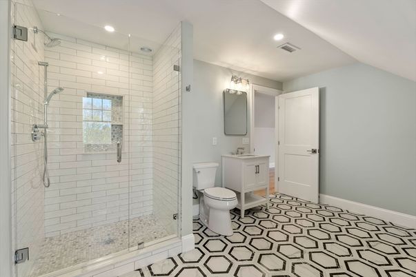 Bathroom, Glass Shower, Interior, Recessed Lighting