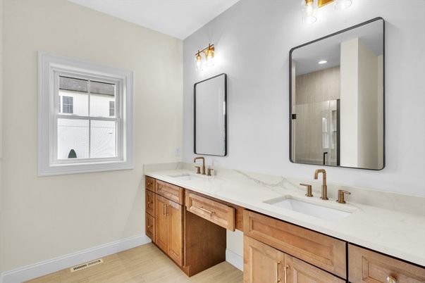 Bathroom, Dual Sink Vanities, Interior, Wood Texture Flooring