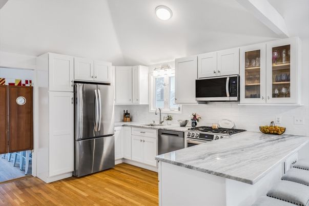 Interior, Kitchen, Stainless Steel Appliances, Wood Texture Flooring