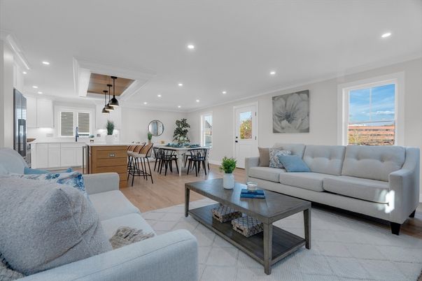Dining room, Interior, Kitchen, Living room, Pendant Lights, Recessed Lighting, Wood Texture Flooring