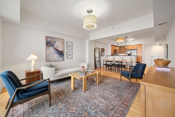Dining room, Interior, Kitchen, Living room, Pendant Lights, Stainless Steel Appliances, Wood Texture Flooring