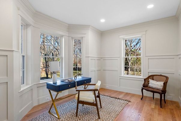 Home Office, Interior, Recessed Lighting, Wood Texture Flooring