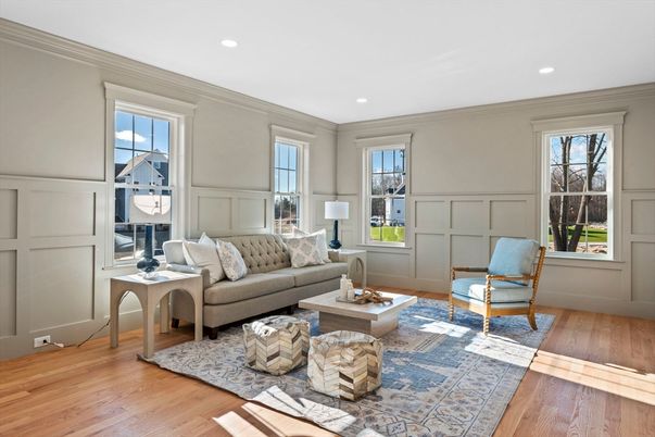 Interior, Living room, Recessed Lighting, Wood Texture Flooring