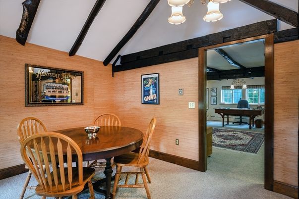 Chandelier, Dining room, Interior, Wooden Beams, Wooden Walls