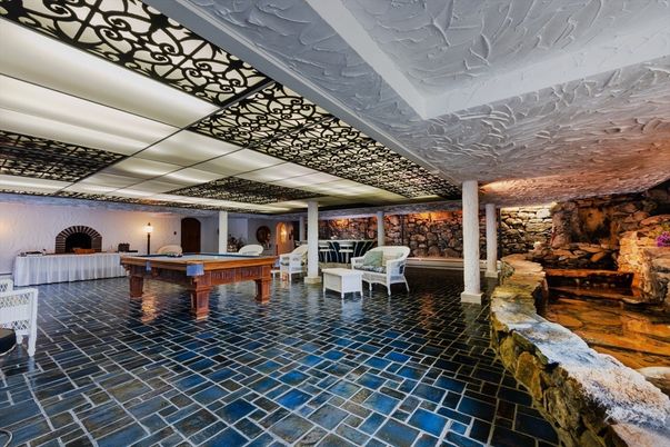 Billiard Table, Game Room, Interior, Stone Walls