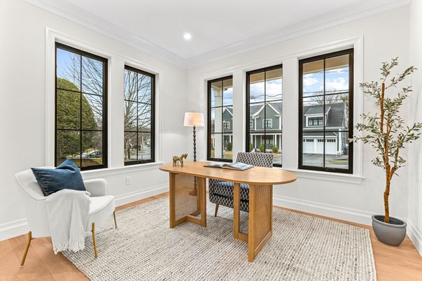 Home Office, Interior, Recessed Lighting, Wood Texture Flooring