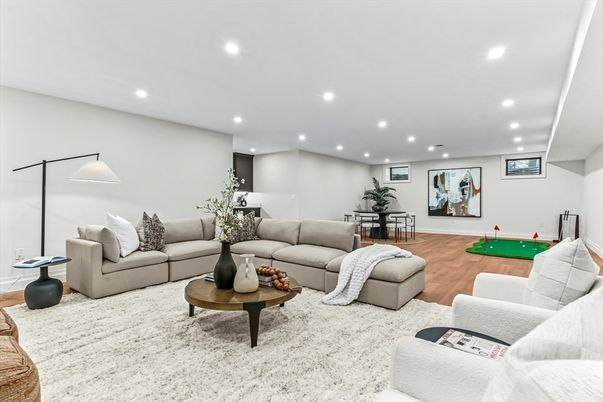 Interior, Living room, Recessed Lighting, Wood Texture Flooring