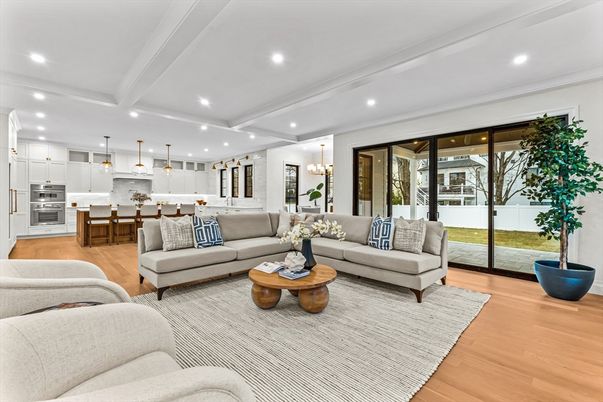 Interior, Kitchen, Living room, Pendant Lights, Recessed Lighting, Stainless Steel Appliances, Wood Texture Flooring